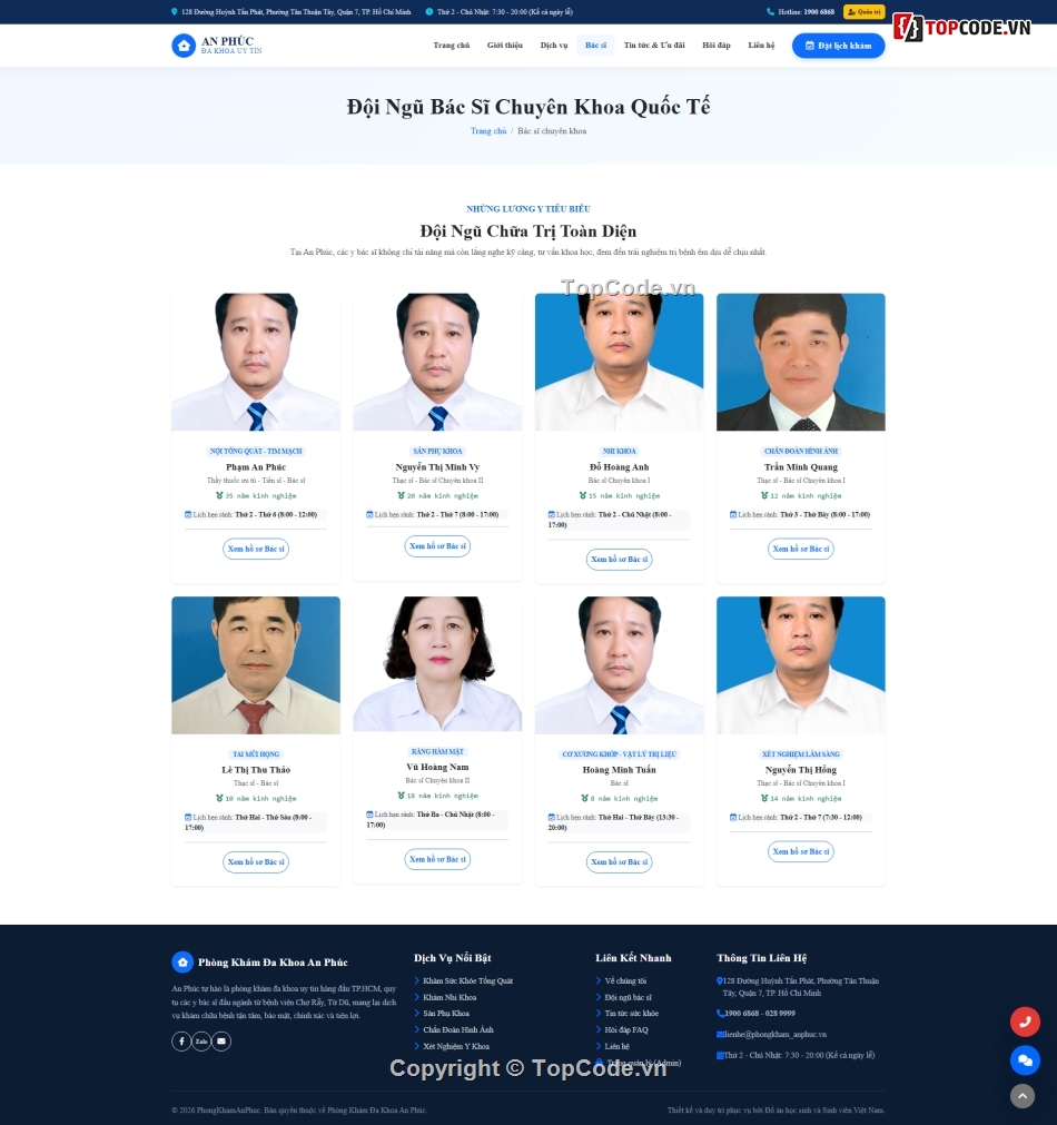 website phòng khám,source code php mysql,quản lý phòng khám,website y tế,đặt lịch khám online,admin quản trị php